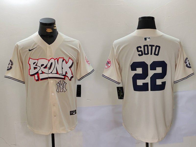 Men New York Yankees 22 Soto Cream joint name 2024 Nike MLB Jersey style 4